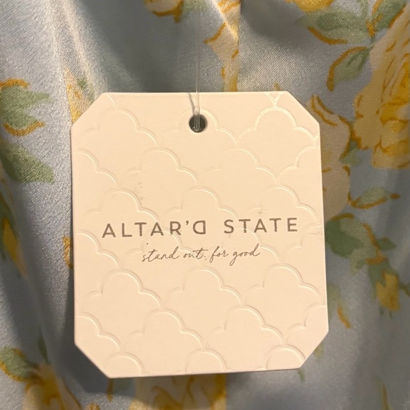 Altar'd State Silky Yellow Floral Midi Dress - Picture 4 of 8